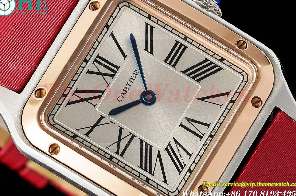 Dumont Santos Silver RG Quartz AF Dial Red SA 0408